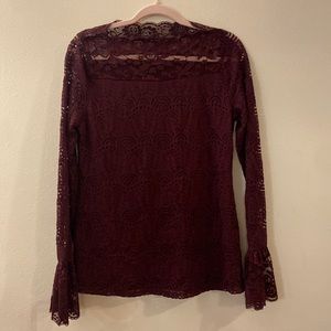 Adiva maroon lace long bell sleeve shirt